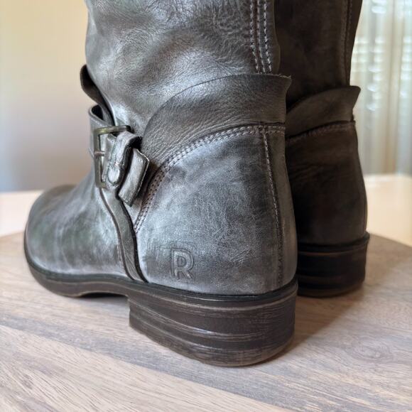 Roan by Bed | Stu Women's Distressed Gray Leather Moto Riding Boots US Size 7 - Picture 10 of 15